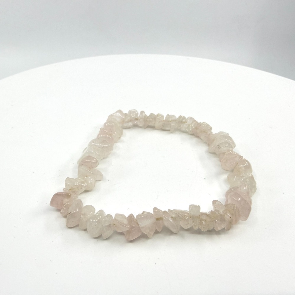 Rose Quartz Chip Stretch Bracelet - Boho Healing Energy Jewelry Gift